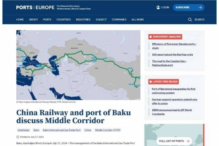 “Ports Europe”: Çin Azərbaycan vasitəsilə yükdaşımaları artırmaqda maraqlıdır
