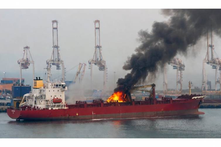 Pusanda Rusiyaya məxsus gəmidə yanğın olub